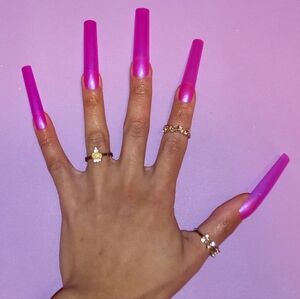 10pcs 3XL Square Purple Pink Press On Nails